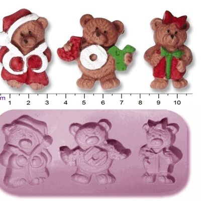 Christmas Teddy Bears x 3