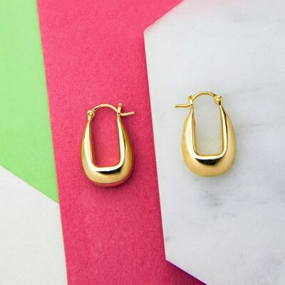 Modern Gold Plated Silver Minimal Drop Earrings - 18k Yellow Gold Plated