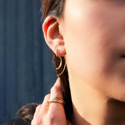 Modern Angular Drop Gold Earrings - 18k Rose Gold Plated