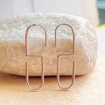 Modern Geometric 'S' Sterling Silver Drop Earrings - 18k Rose Gold Plated