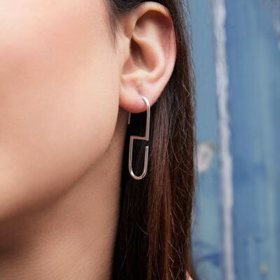 Modern Curved Sterling Silver Drop Earring - Sterling Silver