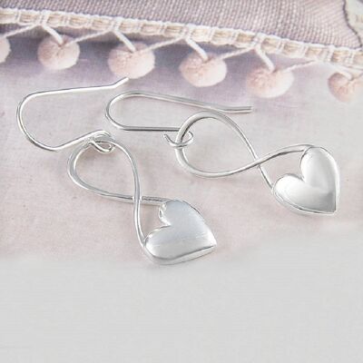 Sterling Silver Puffed Heart Valentine Stud Earrings - Sterling Silver - Necklace+Studs Set