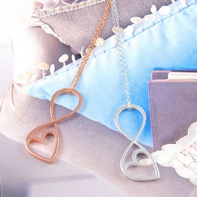Sterling Silver Outline Heart Pendant Necklace - Necklace Only - 18k Rose Gold Plated