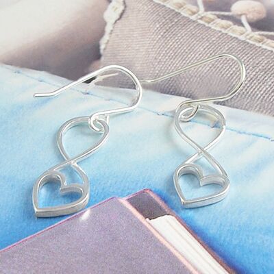 Sterling Silver Outline Heart Drop Earrings - Sterling Silver - Necklace Only