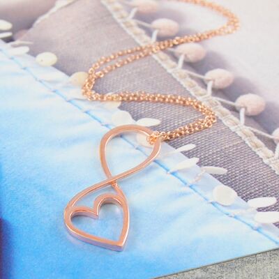 Sterling Silver Outline Heart Drop Earrings - 18k Rose Gold Plated - Necklace+Studs Set