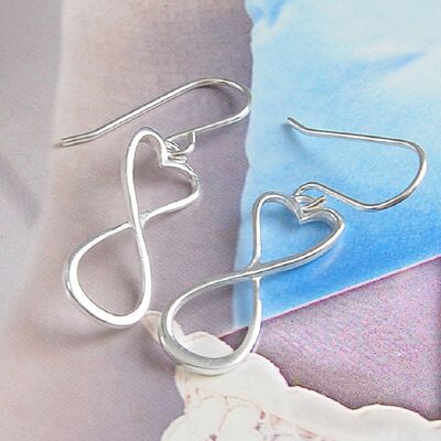Sterling Silver Infinity Heart Wave Earrings - 18k Rose Gold Plated