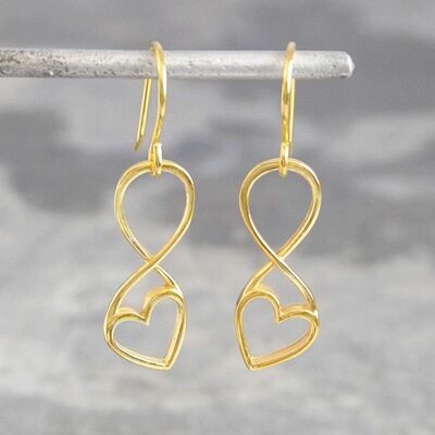 Open Heart Gold Infinity Necklace - Stud Earrings & Pendant Set