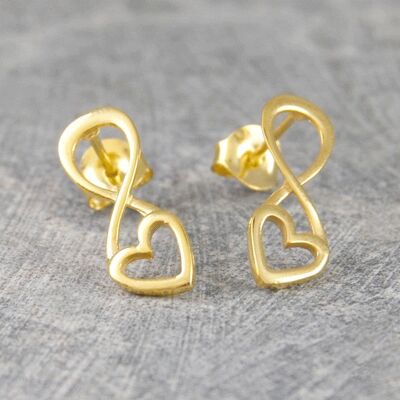 Open Heart Gold Infinity Necklace - Drop Earrings & Pendant Set