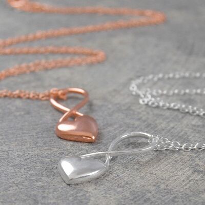 Heart Silver Infinity Necklace - Pendant Necklace