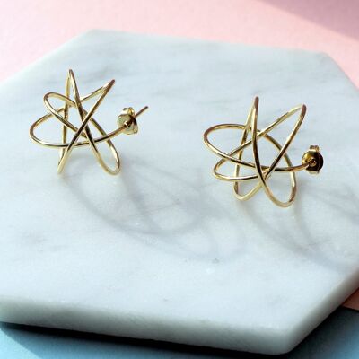 Gold Wire Wrapped Multi Hoop Stud Earrings - Sterling Silver