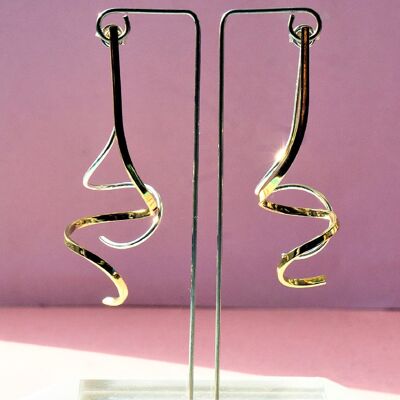 Gold Spiral Drop Dangle Ear Jackets - Plain Silver