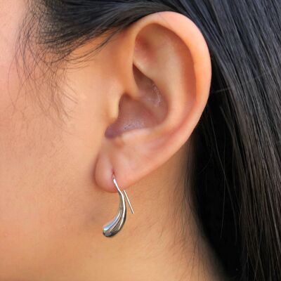 Sterling Silver Teardrop Drop Earrings - 18k Rose Gold Plated
