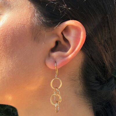Planet Gold Long Drop Earrings - Necklace Only 16'' - 18k Gold Plated