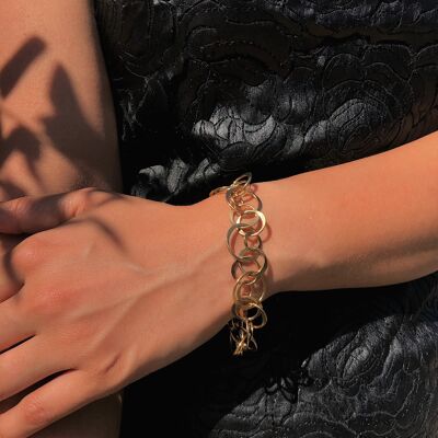 Planet Gold Long Drop Earrings - Jewellery Set 16'' - 18k Gold Plated