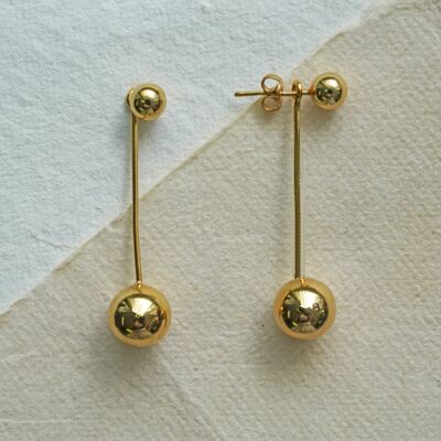Curved Spiked Silver Ear Jacket - 18k Gold Plated
