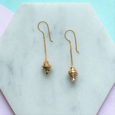 Art Deco Gold Dangle Earrings - Sterling Silver