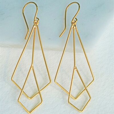 Art Deco Gold Dangle Earrings - 18K Rose Gold