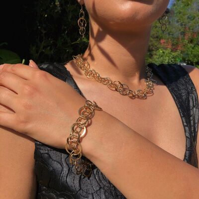 Planet Gold Statement Bracelet - Jewellery Set 17'' - 18k Rose Gold Plated