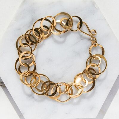 Planet Gold Statement Bracelet - Jewellery Set 18'' - 18k Gold Plated