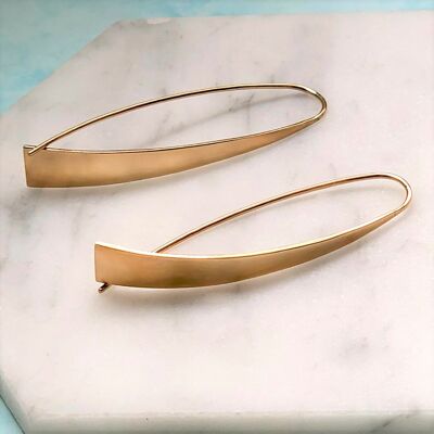 Tapered Rose Gold Hoop Earrings - Sterling Silver