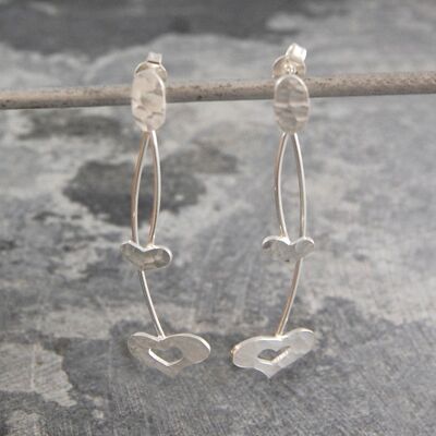 Corazon Silver Heart Drop Earrings - Drop Earrings & Pendant Set