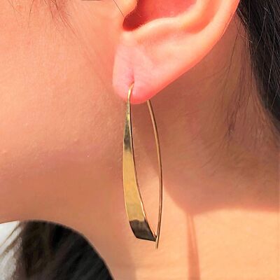 Tapered Rose Gold Hoop Earrings - Yellow Gold Vermeil