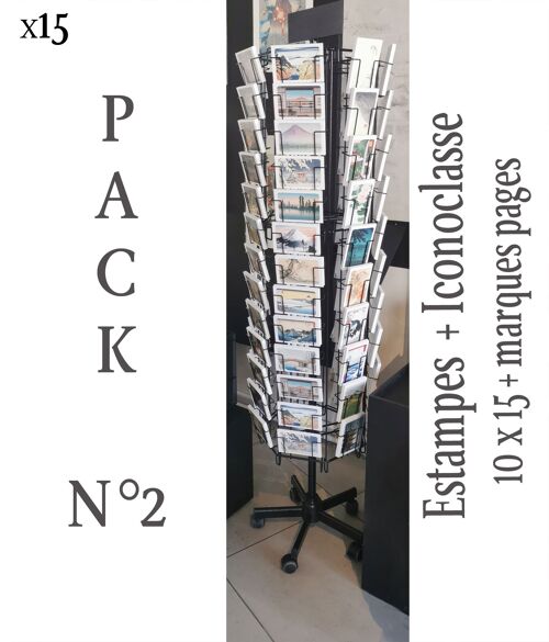 Pack 2: cartes postales + marque pages estampes japonaises et Iconoclasse x15 + présentoir 6 faces