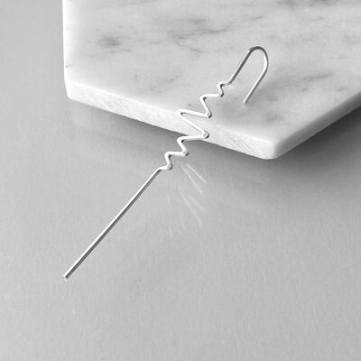 Sterling Silver Heartbeat Ear Cuff - Large 8 cm - Silver Pair