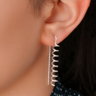 Textured Silver Hoop Earrings - Sterling Silver