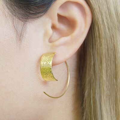 Textured Rose Gold Hoop Earrings - Rose Gold Vermeil