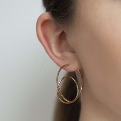 Rose And Yellow Gold Spiral Hoop Earrings - Sterling Silver