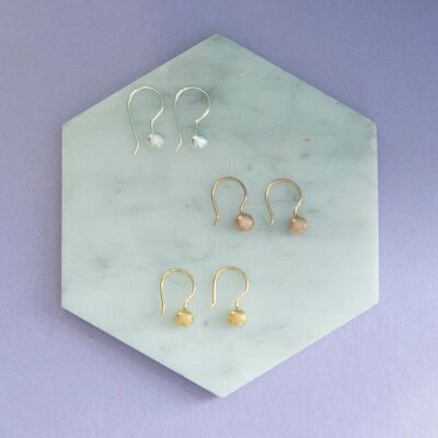 Sterling Silver - Gold Ball Hook Earrings - Rose Gold