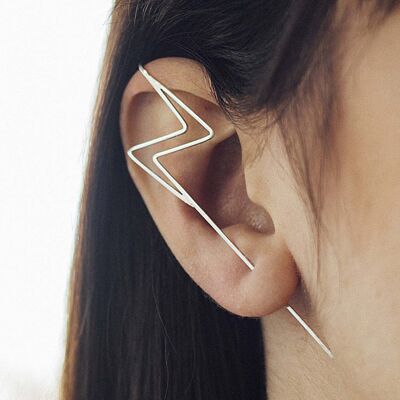 Spiked No Piercing Ear Cuff Silver Earrings - Sterling Silver Single