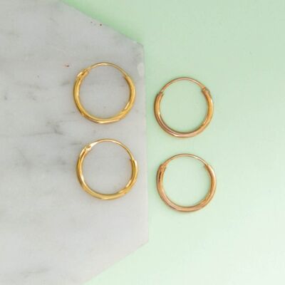 Yellow - Rose Gold Sterling Silver Hoops - Sterling Silver