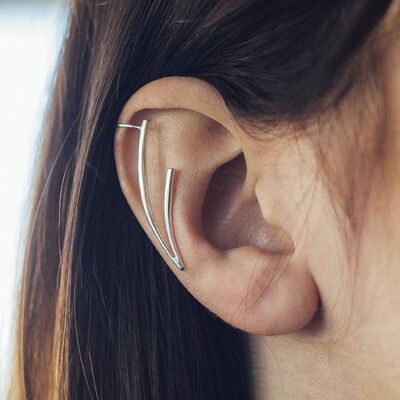 Spiked No Piercing Ear Cuff Silver Earrings - Rose Gold Single