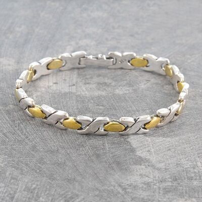 Hugs and Kisses Silver And Gold Bracelet - Necklace & Bracelet Set