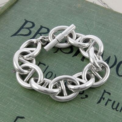 Oval Link Chunky Silver Bracelet - Necklace - Necklace 19''