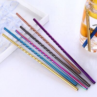 Bulk: Spiral Stainless Steel Straws - Gold - Right