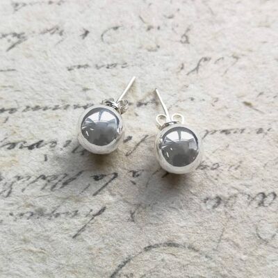 Sterling Silver Classic Ball Stud Earrings - Rose Gold