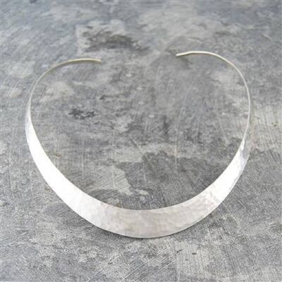 Hammered Solid Silver Choker - Matt