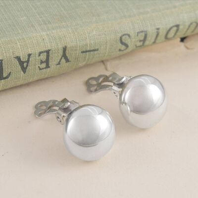 Domed Silver Clip On Half Ball Earrings - Yellow Gold Plated