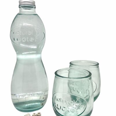 Set Natürliche Wasserkaraffe + 2 Gläser + 10 EM Keramikperlen