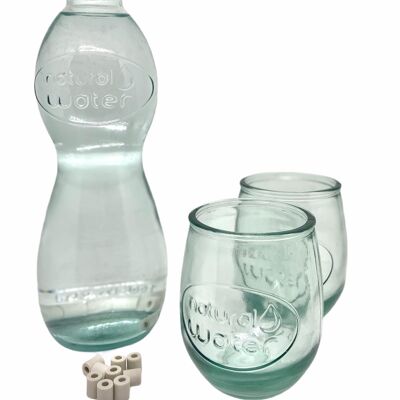 Set Natürliche Wasserkaraffe + 2 Gläser + 10 EM Keramikperlen