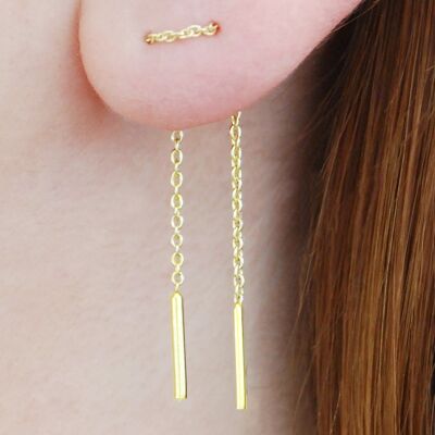 Long Rose Gold Threader Drop Earrings - Rose Gold Pair