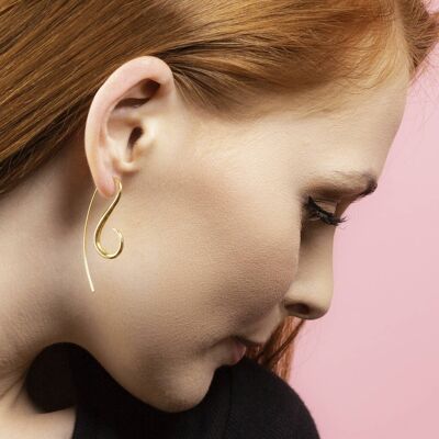 Gold Spiral Drop Earrings - Sterling Silver