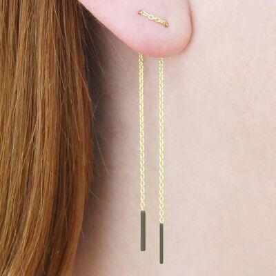 Threader Chain Earrings in Gold and Black - pair