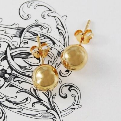 Large Ball Stud Earrings in Yellow Gold