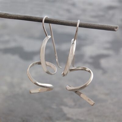 Curly Silver Drop Earrings - Sterling Silver