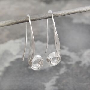 Grandes Boucles d'Oreilles Pendantes en Argent Spiral Ringlet - Argent Sterling