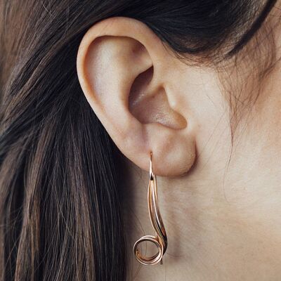 Rose Gold Spiral Drop Earrings - 18k Rose Gold